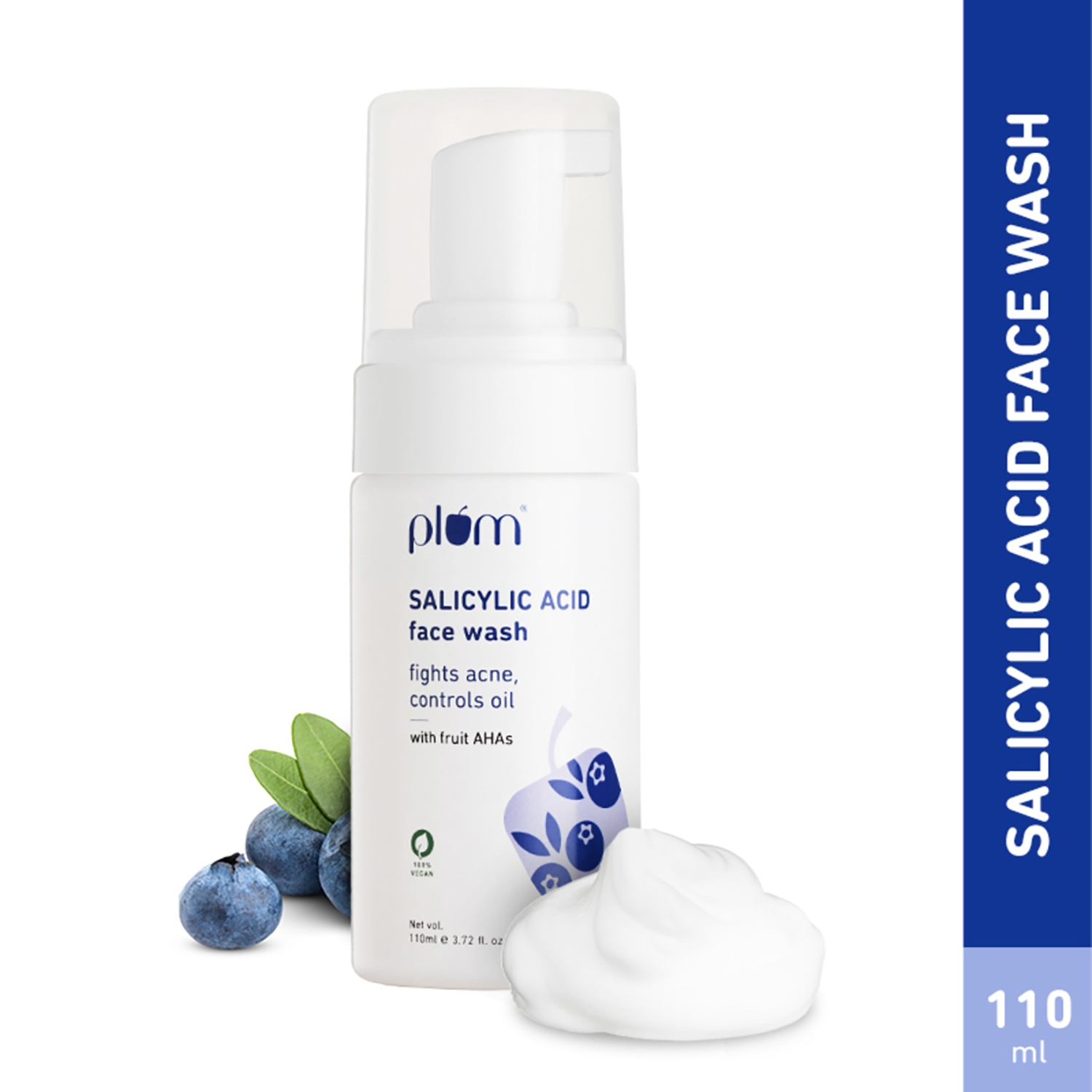 1% encapsulated salicylic acid aha foaming face wash - fights active acne & oil (110ml)